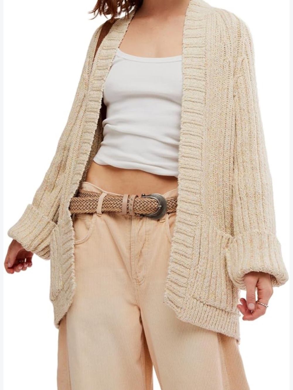 Free People Blossom Cream Knit Cardigan